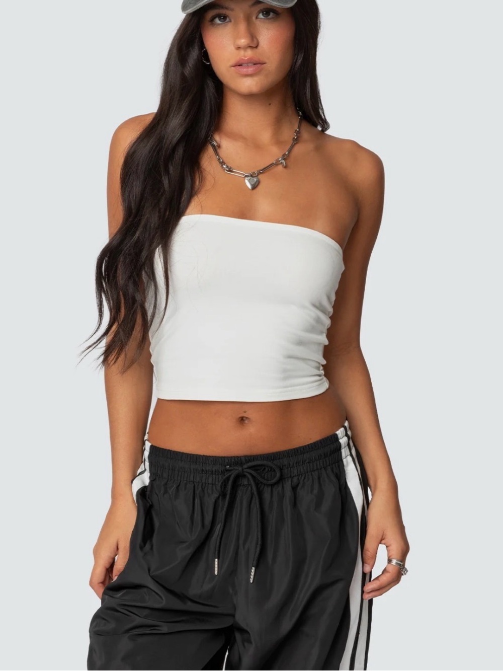 Edikted White Strapless Tube Crop Top
